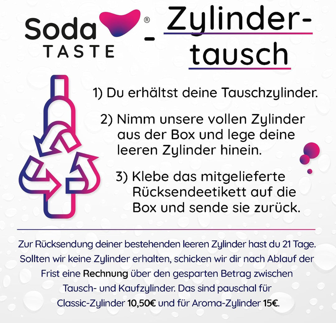 SodaTASTE CO2-Tauschzylinder (Refill) für Wassersprudler, mit natürlichem Apfel-Aroma, ohne Sirup, f
