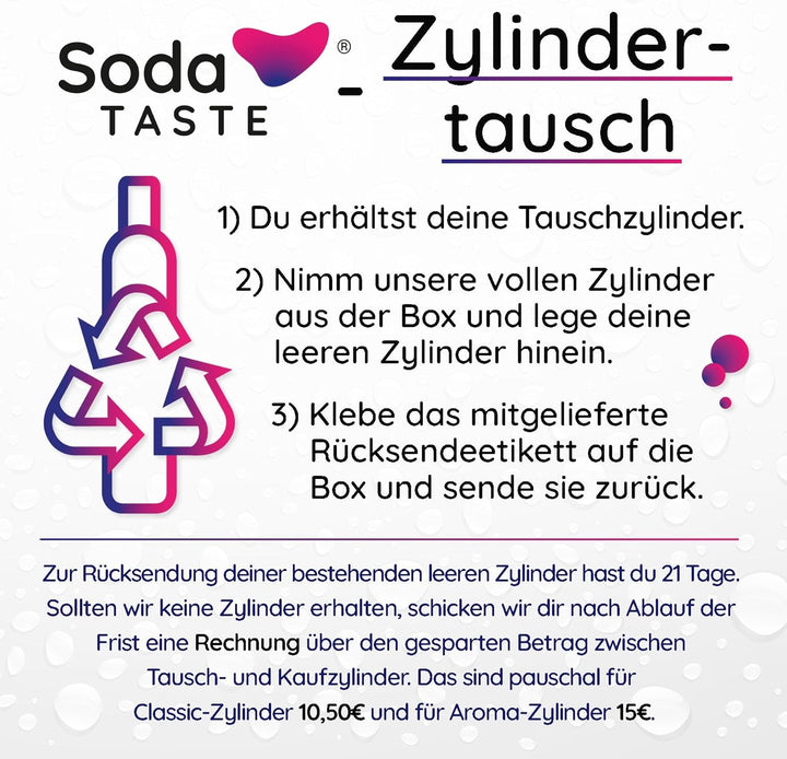 SodaTASTE CO2-Tauschzylinder (Refill) für Wassersprudler, mit natürlichem Apfel-Aroma, ohne Sirup, f
