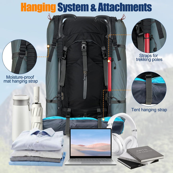 Cozary Wanderrucksack 70L Herren Damen Trekkingrucksack Outdoor Wandern Rucksack Mit Regenabdeckung,
