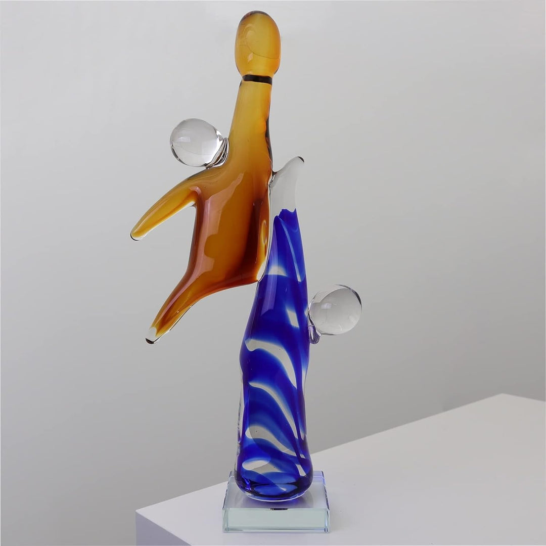 Glasskulptur Basketball Glasfigur Figur Skulptur modern Glas Kunst abstrakt 40cm