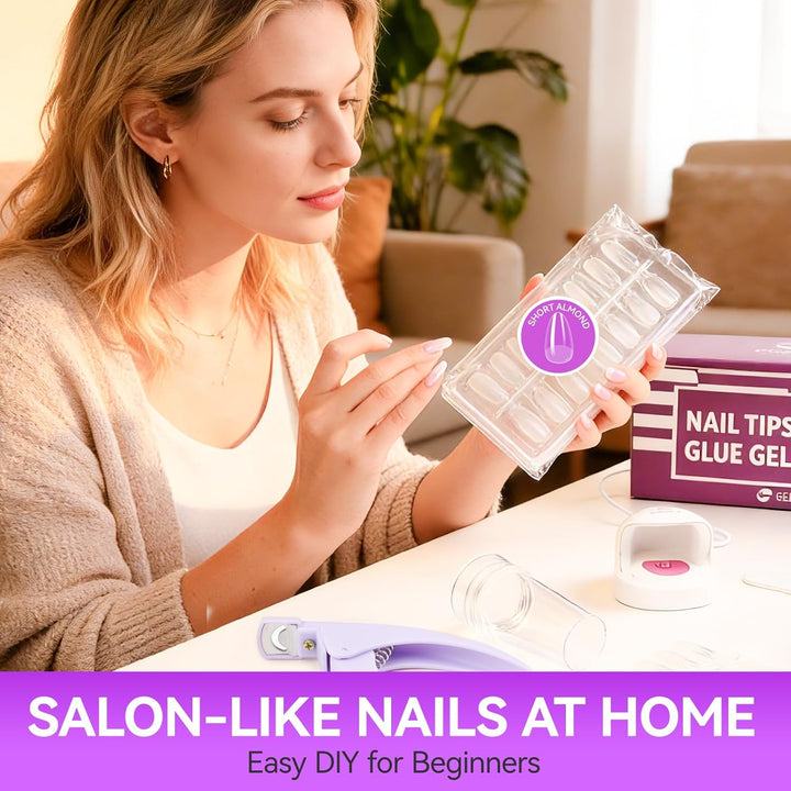Gelike ec Nail Tips and Glue Gel Kit - Gel Nail X Extension Set Nageltips und Kleber Gel Nail Kit 6