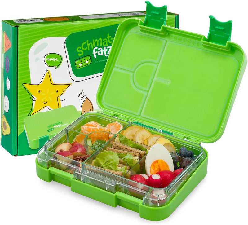 schmatzfatz Lunchbox für Kinder, Lunchbox, Bento-Box, bunt, Brotdose für Kinder, BPA-frei, wasserdic