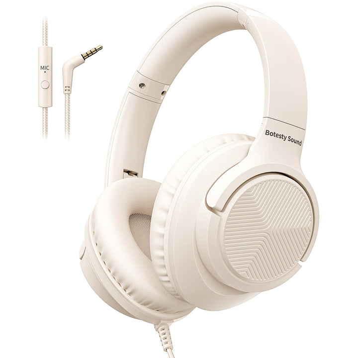 Kopfhörer mit Kabel und Mikrofon, Over-Ear Kabelkopfhörer mit 3,5mm Klinkenstecker, Faltbar Kabelgeb