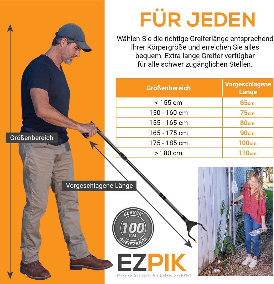 2 x EZPIK® 100 cm Greifer für Senioren mit Magnet-Greifarm, Robuste Greifzangen für Senioren, Mensch