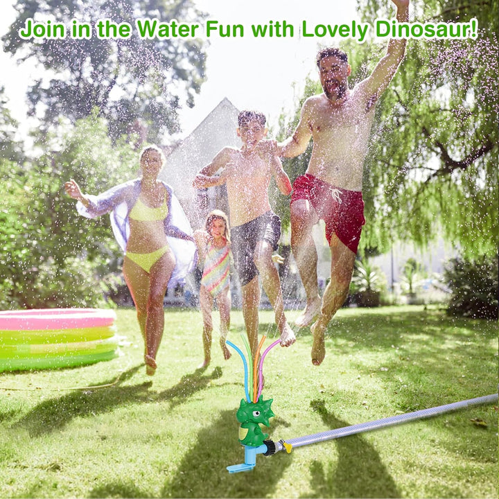 MoKo Wassersprinkler für Kinder, Dinosaurier Outdoor Wasserspielzeug, Schwimmbad Spielzeug mit 4 Fle