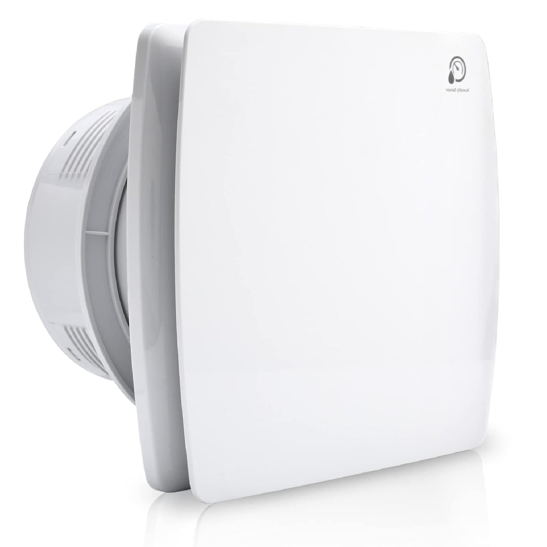 Badlüfter 150mm mit Feuchtigkeitssensor und Rückstauklappe timer, Badezimmerlüfter Wohnraumlüfter Ba