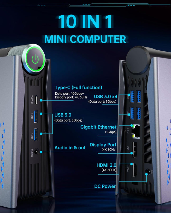 ACEMAGICIAN S3A Mini PC Gaming, AMD Ryzen 9 6900HX (8C/16T,bis zu 4,9 GHz), 16GB DDR5 4800MHz 512GB