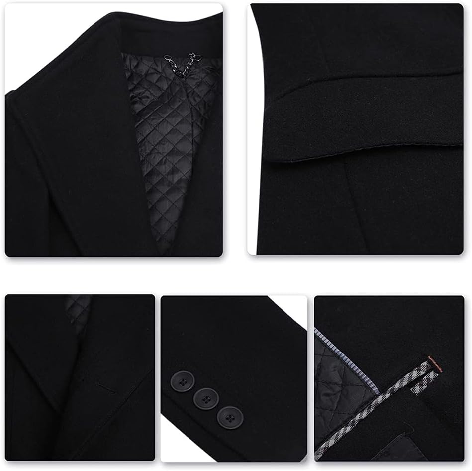 Allthemen Wintermantel Mantel Herren Lang Slim Fit Herrenmantel Winter Schwarz Business Mantel Herre