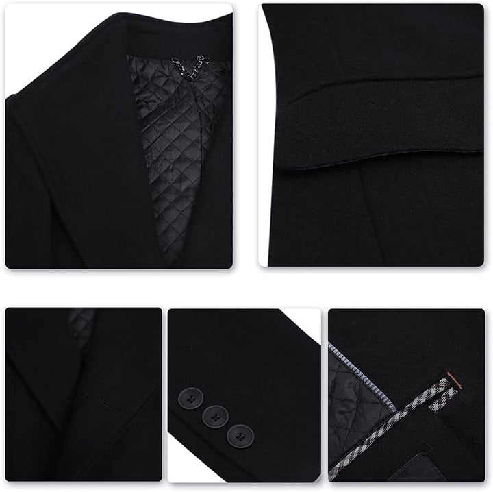 Allthemen Wintermantel Mantel Herren Lang Slim Fit Herrenmantel Winter Schwarz Business Mantel Herre