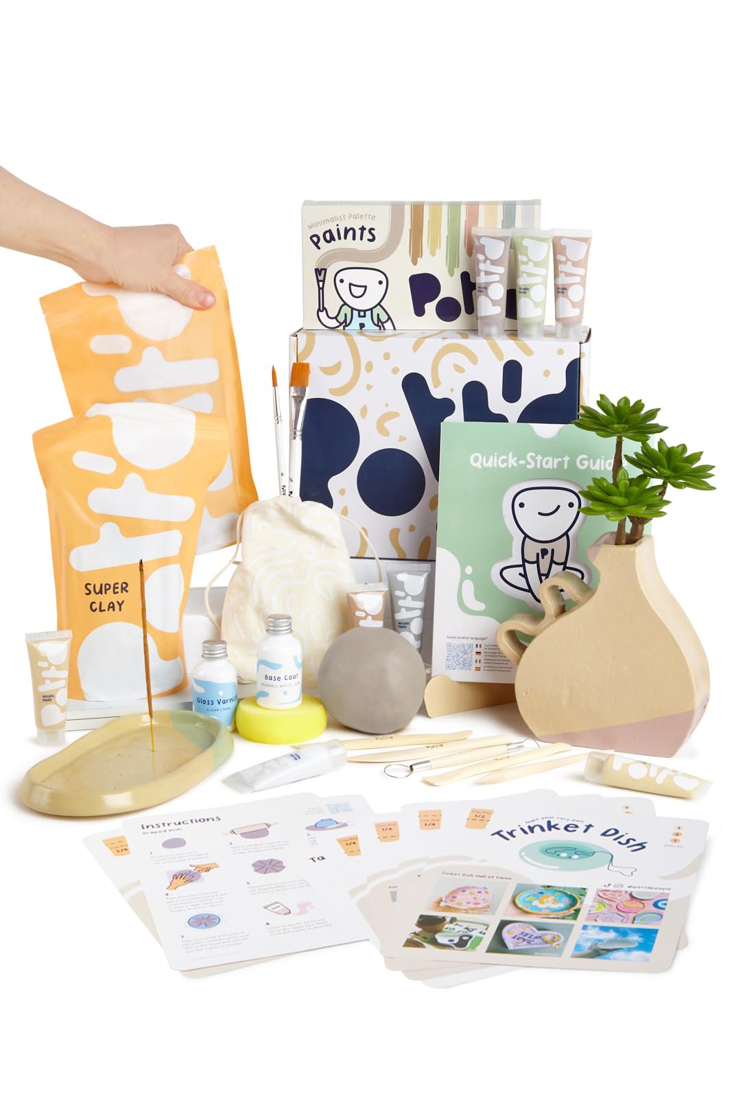 Pott'd Ton Töpferset für Anfänger für zuhause - Lufttrocknend. DIY Set für Erwachsene. Enthält: Luft
