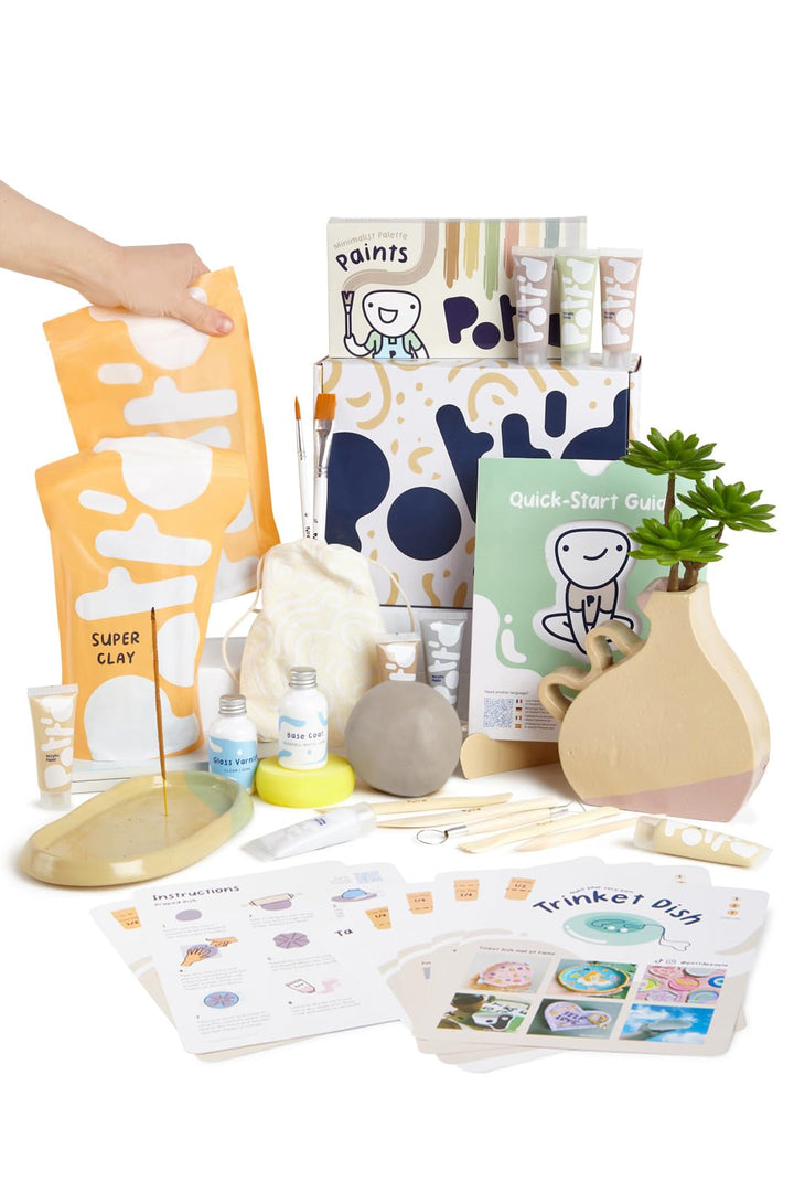 Pott'd Ton Töpferset für Anfänger für zuhause - Lufttrocknend. DIY Set für Erwachsene. Enthält: Luft