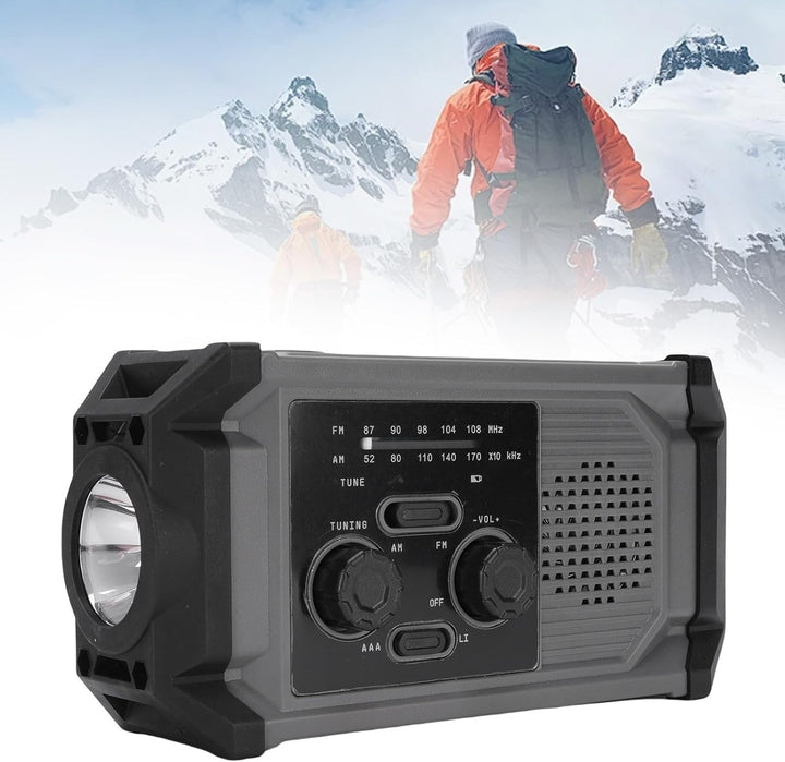 Solarbetriebenes Kurbelradio mit Kurbel, 3 LED-Helligkeit von Lalligne, Multi-Power, Handheld AM/FM