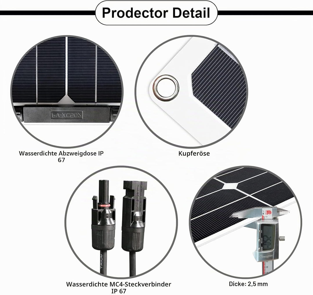 200W 12V Flexibles Monokristallines Solarpanel (2 Stücke 100W) mit Solarkabel wasserdichtes Photovol