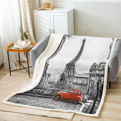 Tbrand Paris Stadt 3D Drucken Kuscheldecke EEiffelturm Flanell Fleecedecke Microfaser Grau Modern Ci