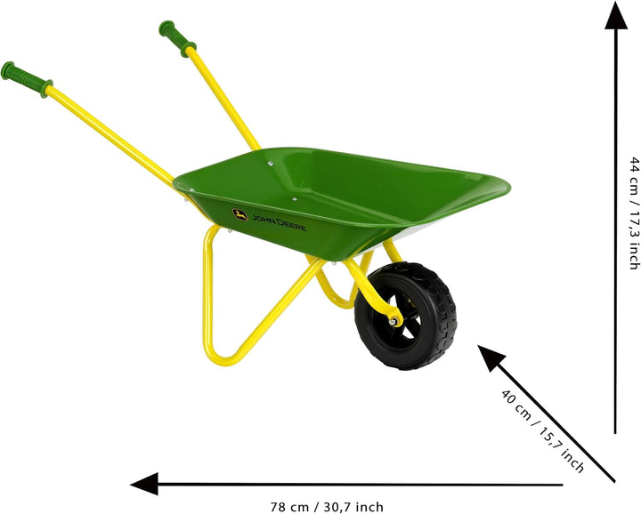 Theo Klein 3983 John Deere Schubkarre aus Metall Robuste Schubkarre mit stabilen Rädern Belastbar bi