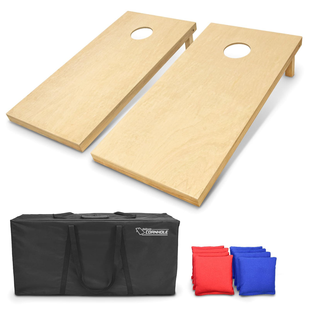 GoSports Premium-Cornhole-Sets aus Massivholz, wähle 1,2 x 0,6 m oder 91 x 61 cm, Spielbretter entha
