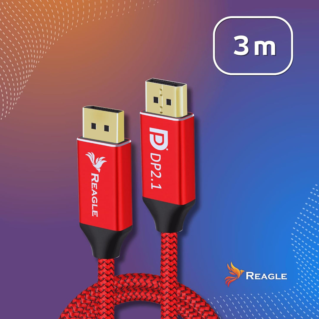 Reagle DisplayPort Kabel, DP 2.1, 8K@120Hz, 4K@320Hz 240Hz, FREESYNC GSYNC 80Gbps, Nylongeflecht HDR