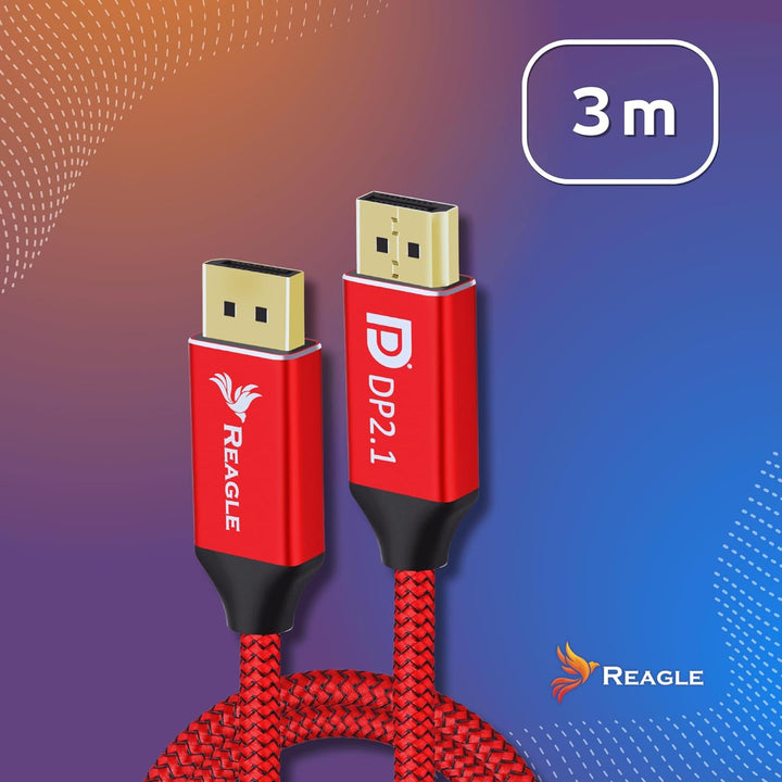 Reagle DisplayPort Kabel, DP 2.1, 8K@120Hz, 4K@320Hz 240Hz, FREESYNC GSYNC 80Gbps, Nylongeflecht HDR