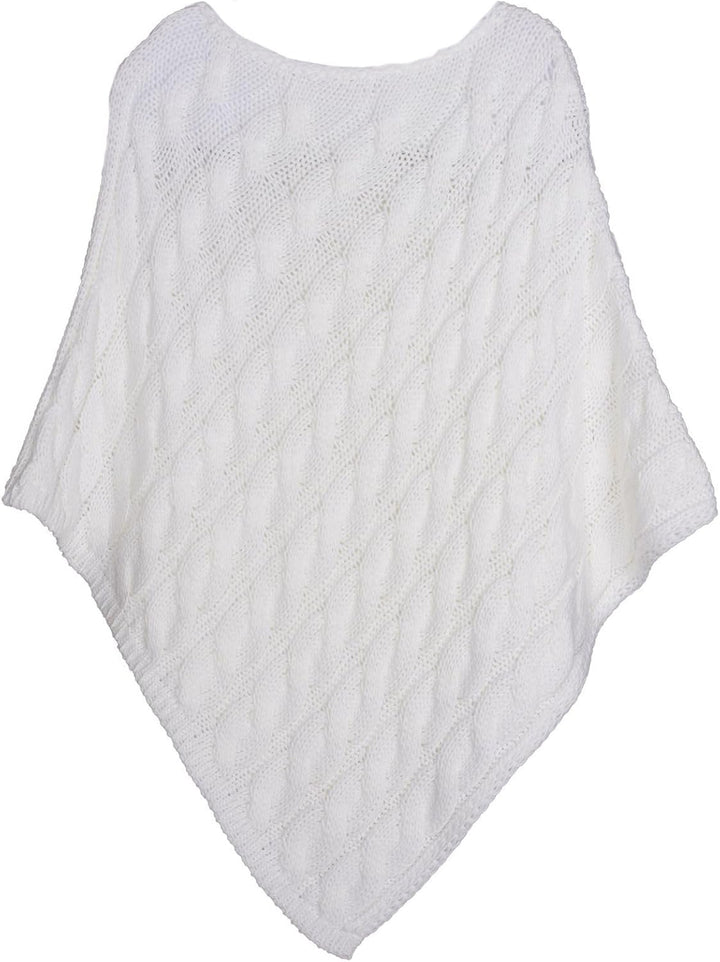 styleBREAKER Strick Poncho mit Zopfmuster, Rundhals Strickponcho, Grobstrick, Damen 08010040 Einheit