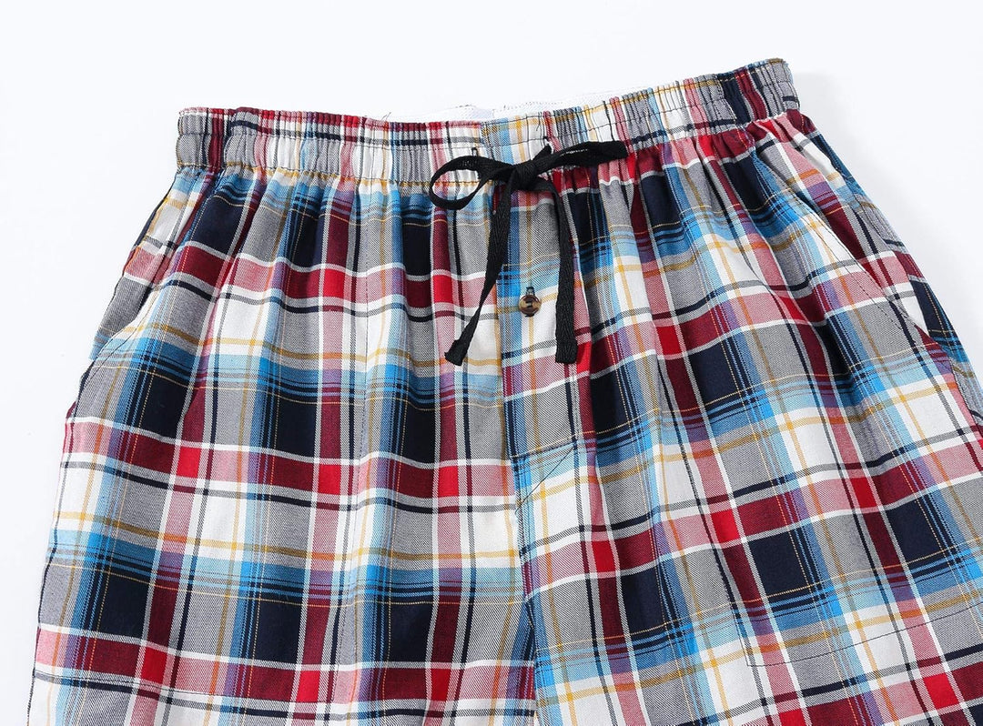 MoFiz Herren Pyjamahose Warm Lang Baumwolle Weich Schlafanzughose Kariert Winter Nachtwäsche Freizei