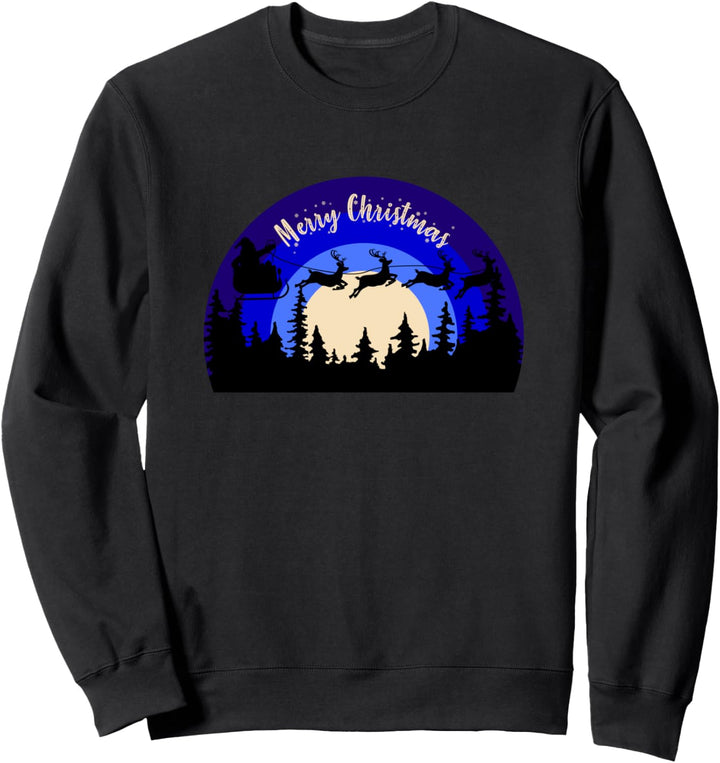 Weihnachten Motiv mit Weihnachtsmann Schlitten und Rentieren Sweatshirt