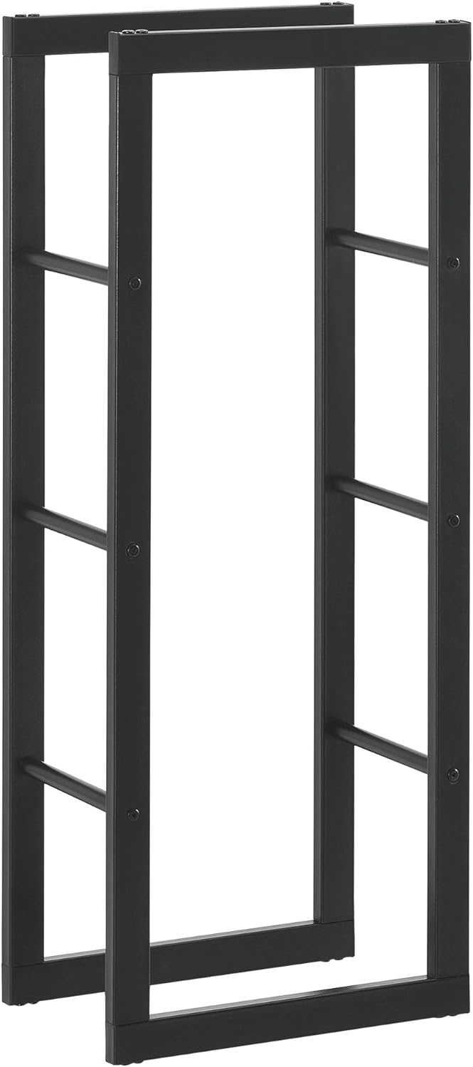 [en.casa] Kaminholzregal 40x100x25cm Brennholzregal Feuerholzregal Holzhalter Schwarz 40 x 100 x 25