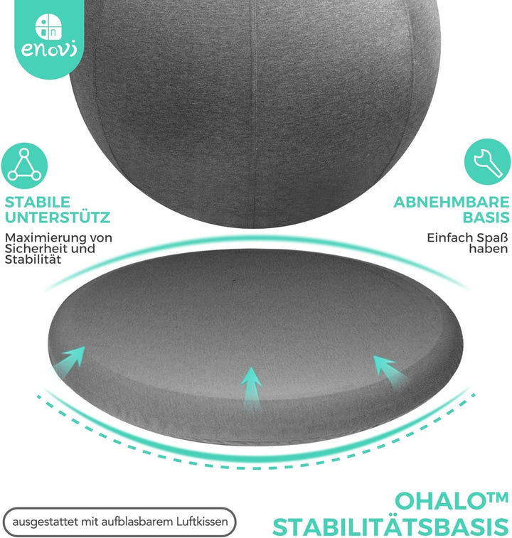 ENOVI ProfiBalanceΩ Sitzball Büro Ergonomisch Mit Stuhlhussen,Stabilität Ringbasis,Für Büro&Zuhause,