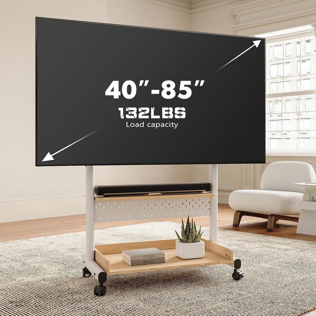 FITUEYES TV Ständer Rollbar Fernsehständer mit Rollen Bodenständer TV Rollwagen für 40-85 Zoll Ferns