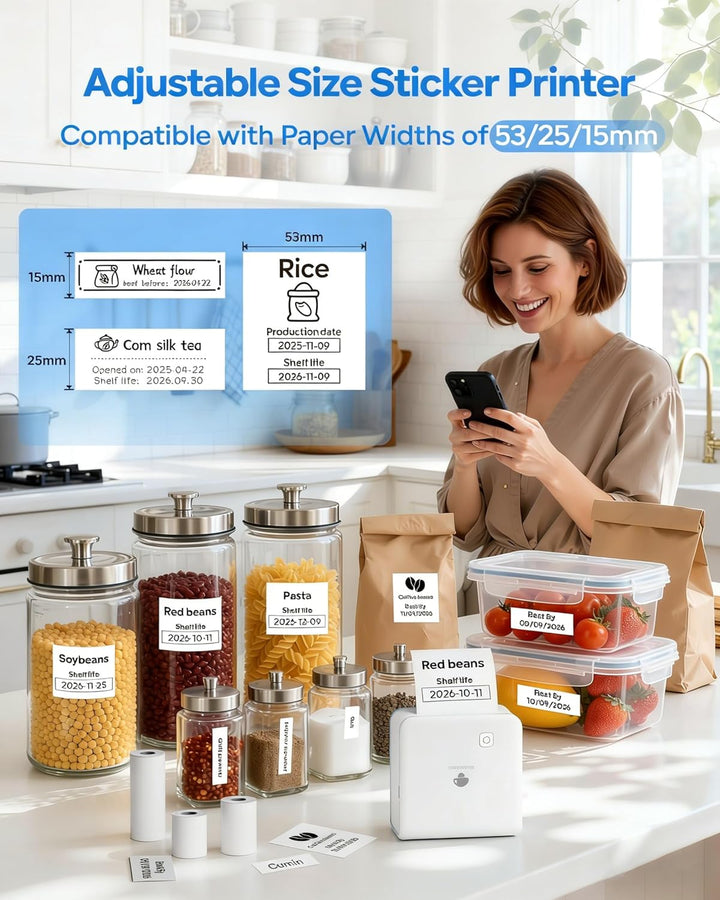 Phomemo M02 Pro Mini Drucker für Smartphone, Sticker Drucker 300 DPI Mini Thermodrucker Tiny Printer