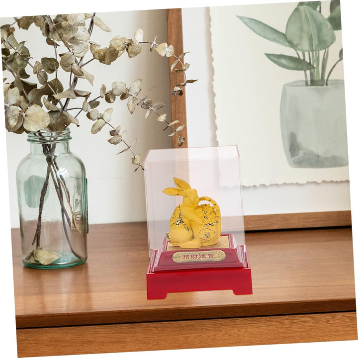 Beavorty Chinesisches Sternzeichen Hase Figur Feng Shui Hase Hase Statue Auto Armaturenbrett Dekor R