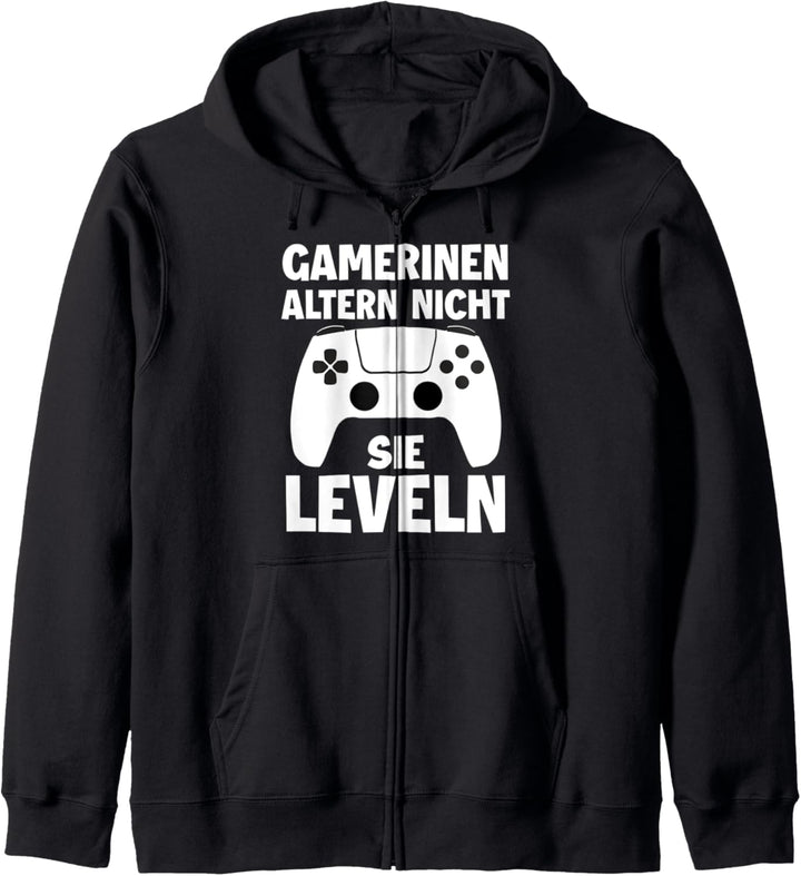 Gamerin altern nicht sie leveln Video Game Spieler Zockerin Kapuzenjacke