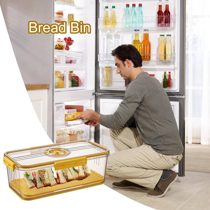 Brotbox mit Zeitaufzeichnung, 32,5 x 17,5 x 11 cm, Brotbehälter mit Luftventil, ABS-Brothalter für B