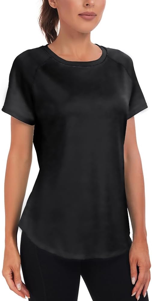 Jlowesun Sportshirt Damen Kurzarm,Leichtes Atmungsaktiv Funktions Back Mesh Sport Oberteile Damen,Ru