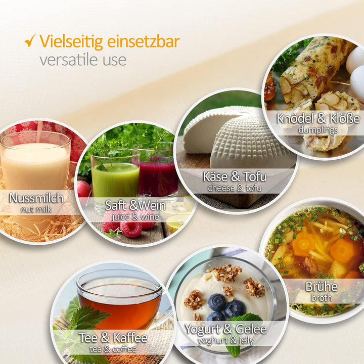 com-four® 10x Kartoffel-Press-Säckchen aus 100% Baumwolle - wiederverwendbarer Klosssack zur Herstel