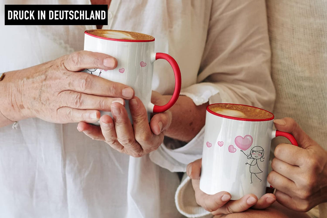 Trendation - Partner Tassen Set Geschenk für Sie Ihn Fernbeziehung Freundin Freund Valentinstag Lieb