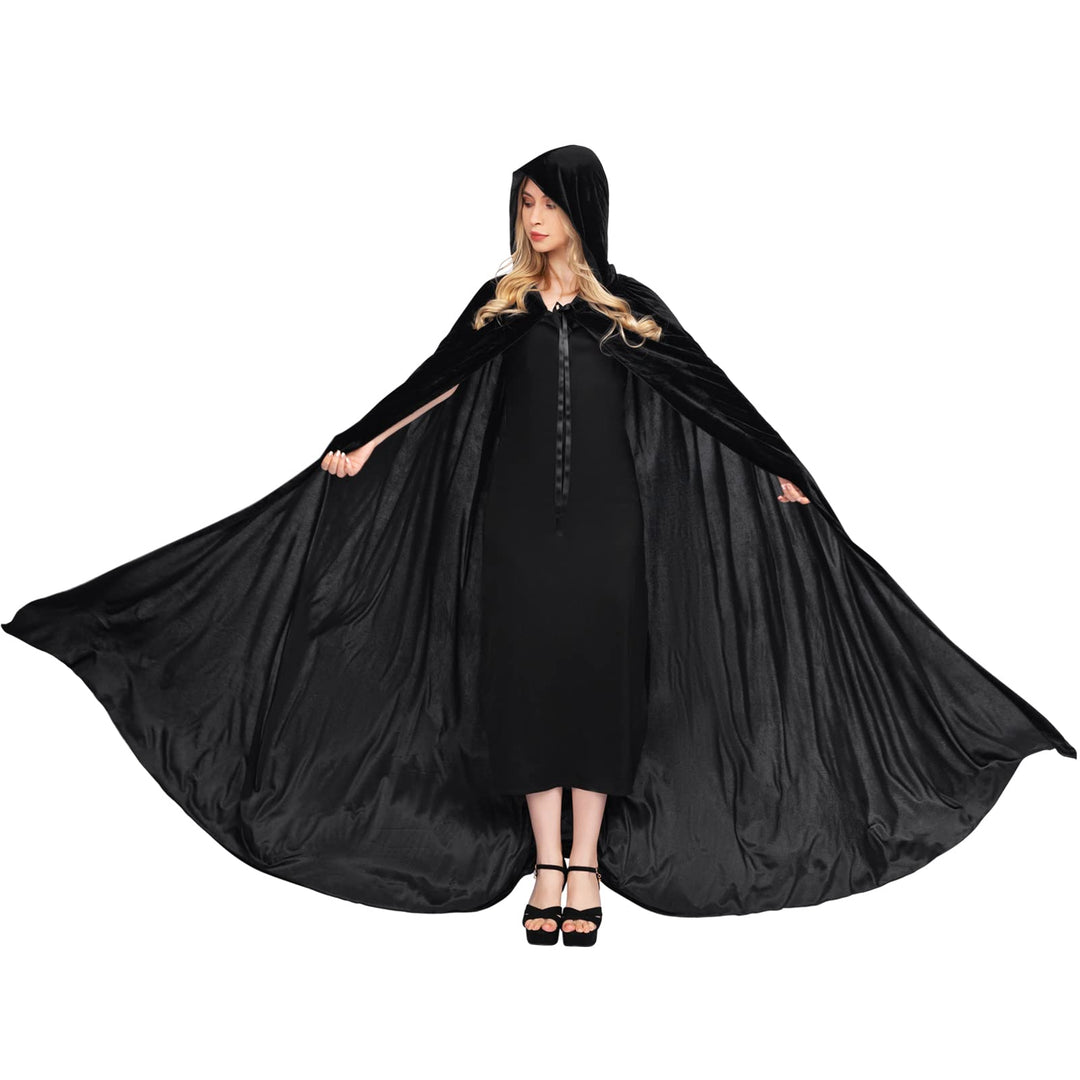 Chitomars Umhang mit Kapuze, gross Size Halloween Umhang Kostüm Damen Samt Cosplay Hexen Vampir Kost