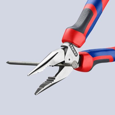 KNIPEX 08 22 185 Spitz-Kombizange mit Mehrkomponenten-Hüllen schwarz atramentiert 185 mm