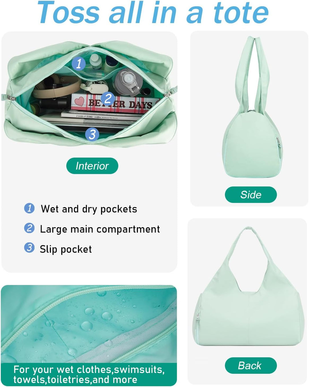 Reisetasche Sporttasche Damen Handgepäck mit Schuhfach & Nassfach Trainingstasche kleine Sport Tasch