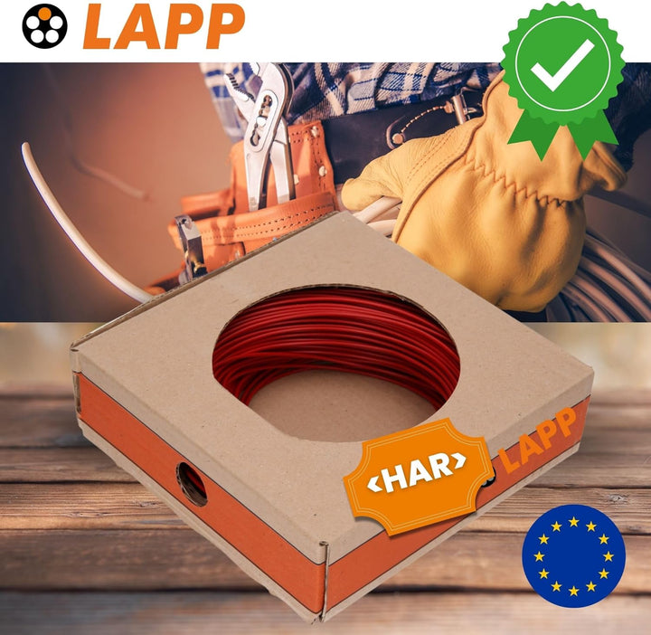 100 Meter Lapp 4520041 H07V-K 1,5 mm² rot I Verdrahtungsleitung I Aderleitung flexibel I PVC Einzela