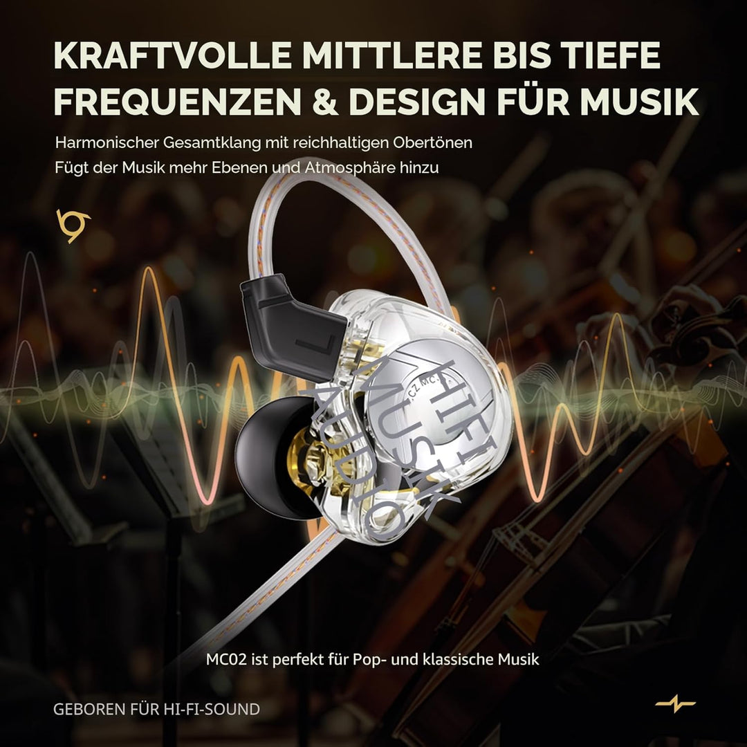 CCZ MC02 Gaming-Ohrhörer, In-Ear-Monitore, Geräuschunterdrückung, kabelgebunden, 3,5-mm-Klinkensteck