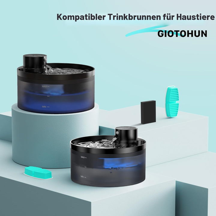 GIOTOHUN Katzenwasserbrunnenfilter: 12 Kohlefilter + 12 Schaumstofffilter – Haustier-Wasserbrunnenfi