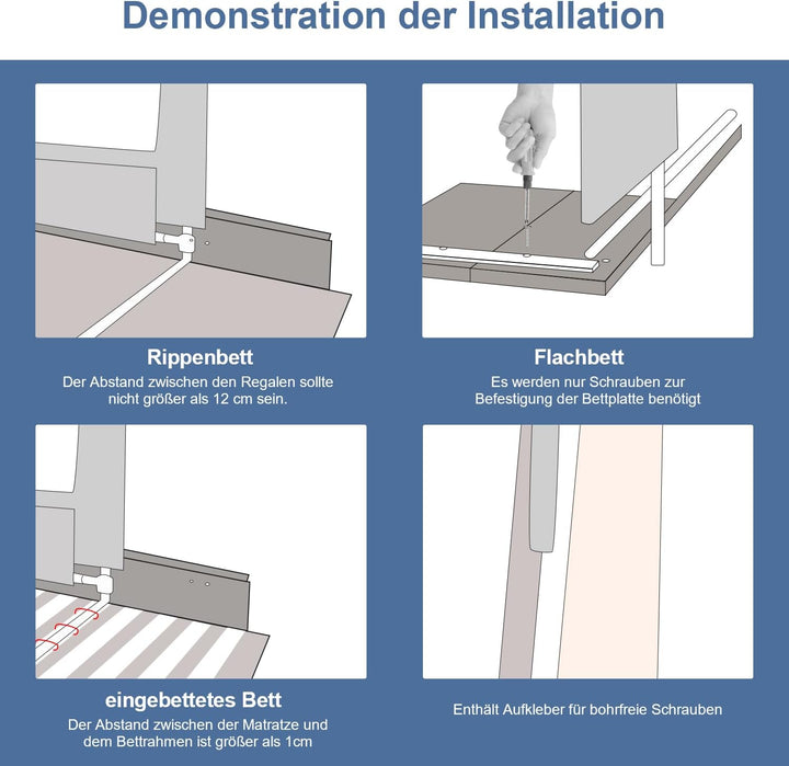 Fiqops Bettgitter rausfallschutz 180cm,Rausfallschutz bett Klappbar,Bettschutzgitter vertikalen Hebe