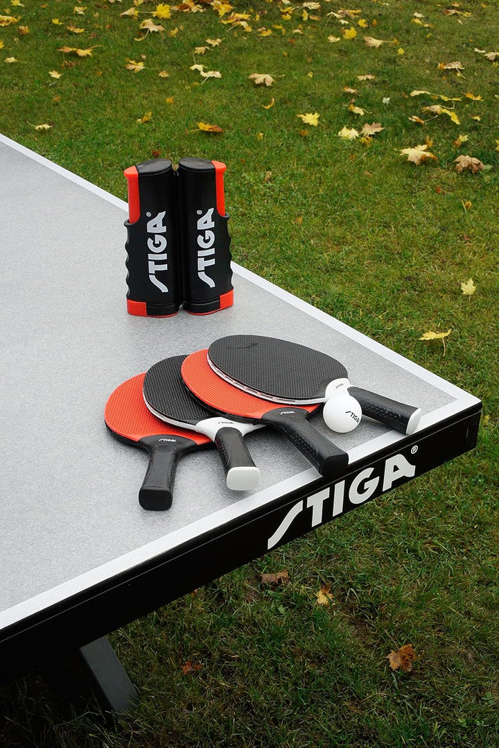 STIGA Set Seasons Anywhere Tischtennisset: 4 Schläger, 8 Bälle und Universal Rollnetz, für den Indoo