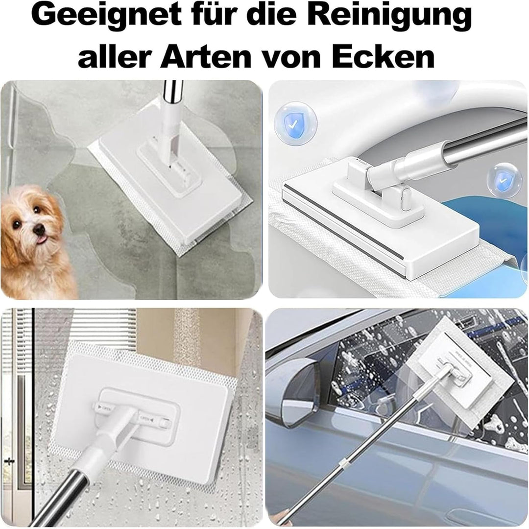 Wischmopp mit Druck-Klemm-System, Ohne Händewaschen, EIN Knopf zum Wechseln, Automatisches Klemmtuch