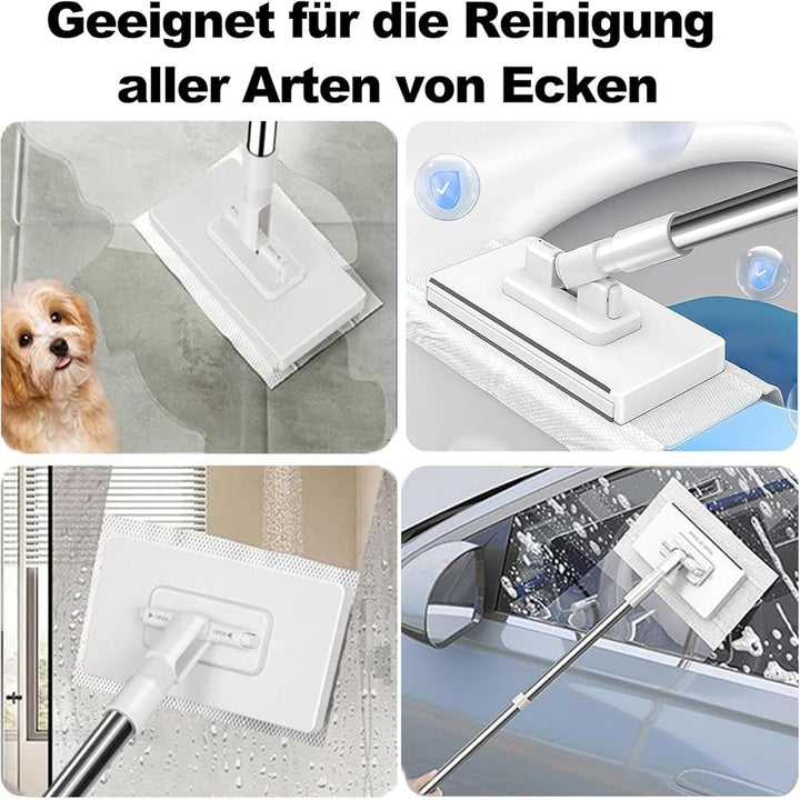 Wischmopp mit Druck-Klemm-System, Ohne Händewaschen, EIN Knopf zum Wechseln, Automatisches Klemmtuch