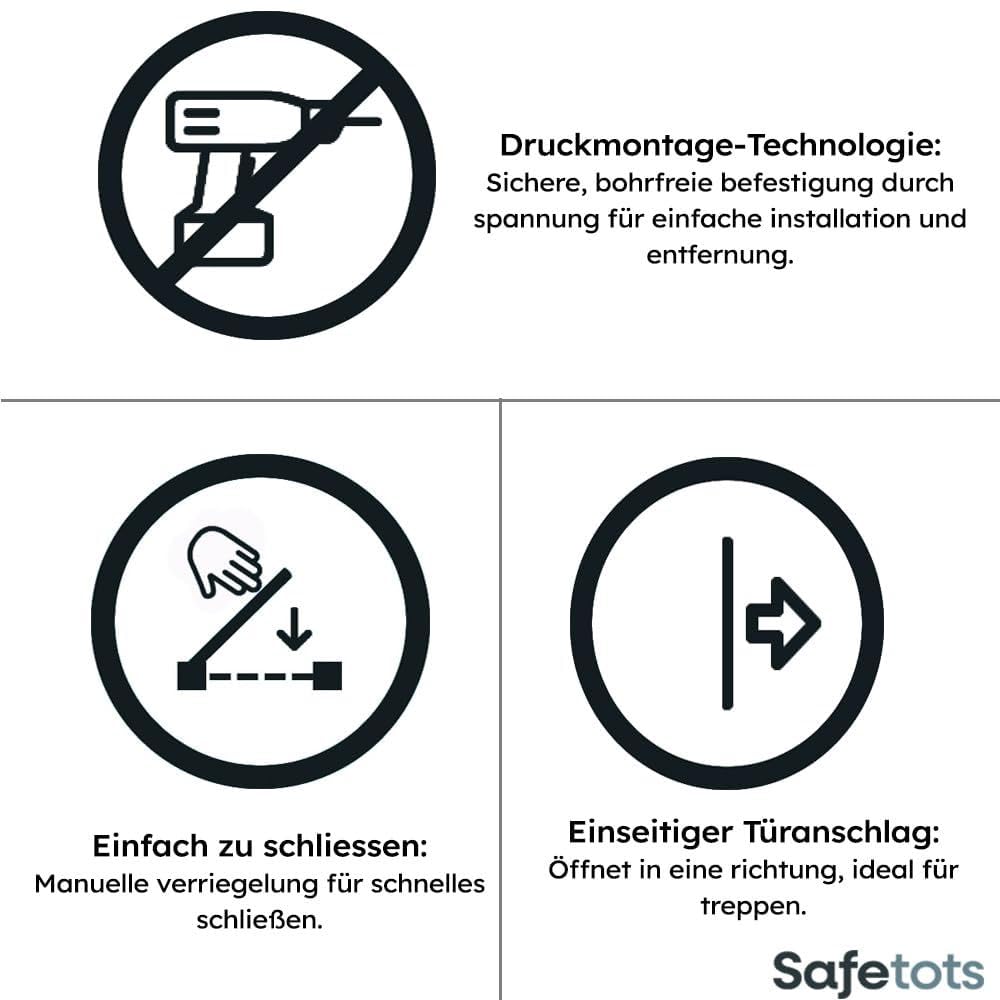 Bettacare Sicherheitsgitter für Kinder und Hunde, Schmal, 68.5cm - 75cm, Schiefergrau, Extra hohes B