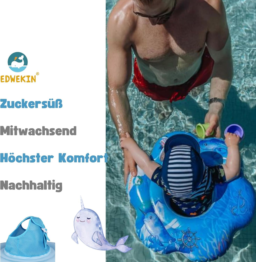 EDWEKIN® Baby Schwimmring, Schwimmhilfe Narwal, Schwimmsitz Kleinkinder, Baby Float, ab 6 Monate bis