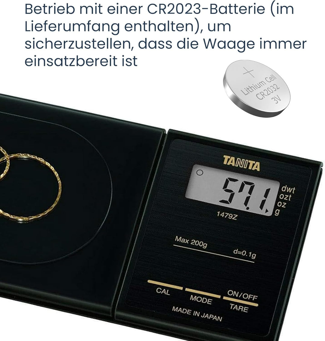 TANITA 1479Z – Mini-Digitalwaage 0,01 g – Kompakte Präzisionswaage für Küche, Kaffee & Feinmessungen