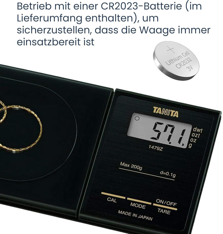 TANITA 1479Z – Mini-Digitalwaage 0,01 g – Kompakte Präzisionswaage für Küche, Kaffee & Feinmessungen