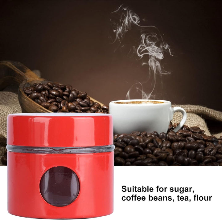 plplaaoo Kaffeedose, Mini-Kaffeebohnenbehälter, Eisenglas-Küchenbehälter, luftdichter Kaffeebohnen-A